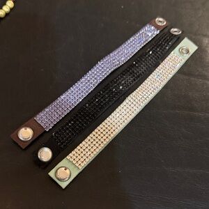 Rhinestone Snap Bracelets Set